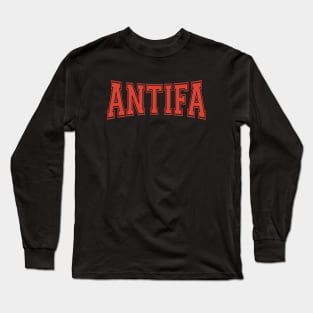 Antifa - Anti-Fascist & Anti-Nationalist Red Text Design Long Sleeve T-Shirt